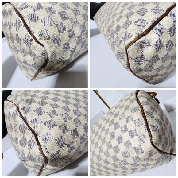 SOLD***Authentic LOUIS VUITTON Damier Azur Speedy 35 Hand Bag Brown/Cream - Picture 10 of 16